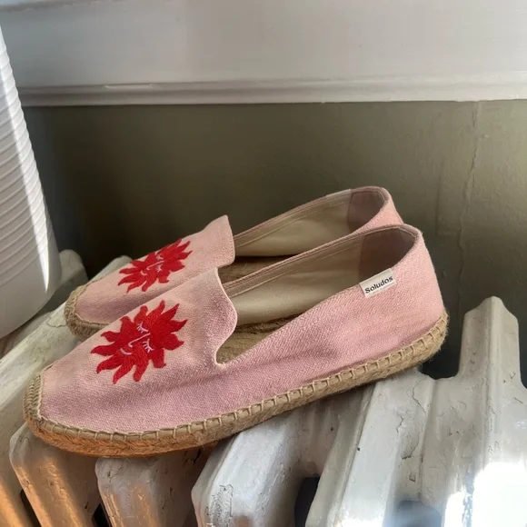 Pink/ Coral Sun Soludos Slides/ Espadrilles - Picture 5 of 7